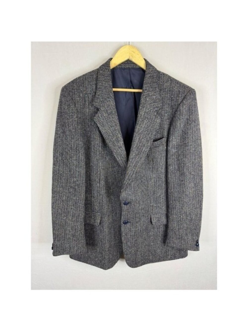 Harris Tweed Mens 44L Tall Wool Blazer Sport Coat Gray Multicolor